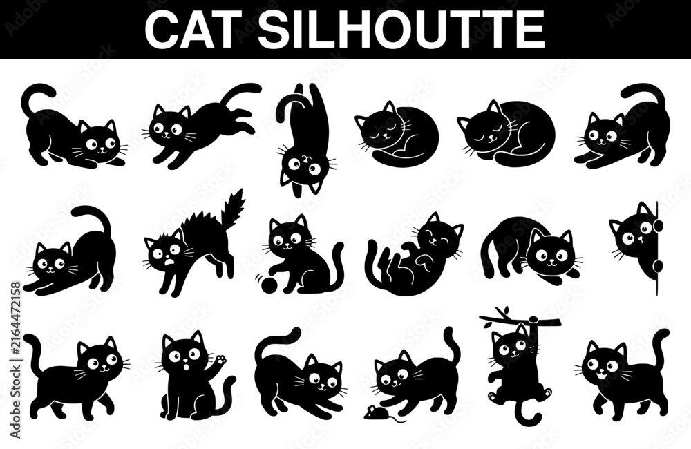 Obraz premium Halloween black cat silhouettes for spooky decorations and designs
