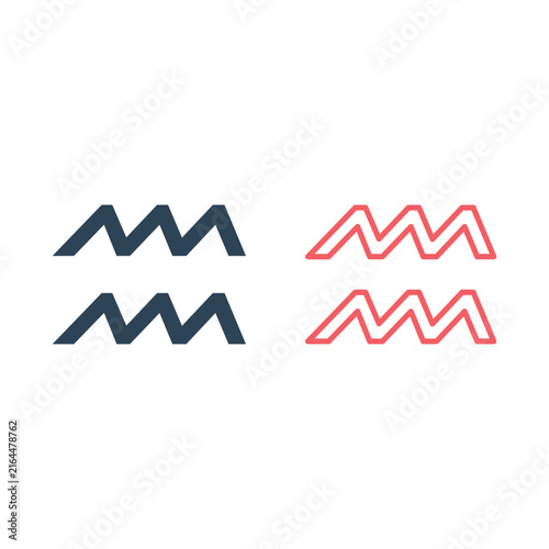 Zodiac Aquarius horoscope sign design vector set illustration.