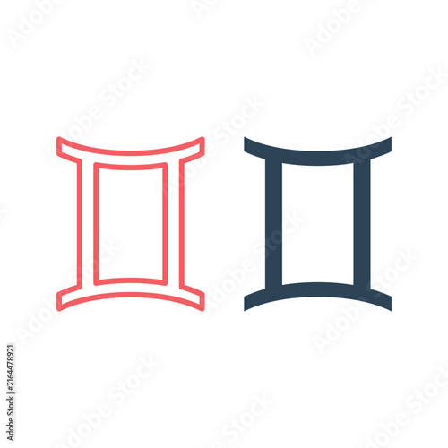 Gemini sign zodiac simple vector set illustration.