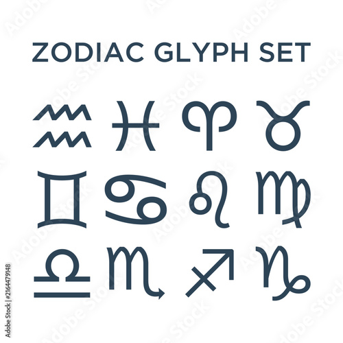 Zodiac horoscope sign design vector set illustration.