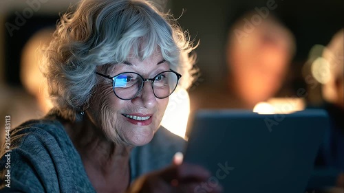 A group of elderly individuals focused on computer training, learning valuable digital skills while using laptops and desktop computers, dynamic low-angle perspective, energetic yet authentic classroo