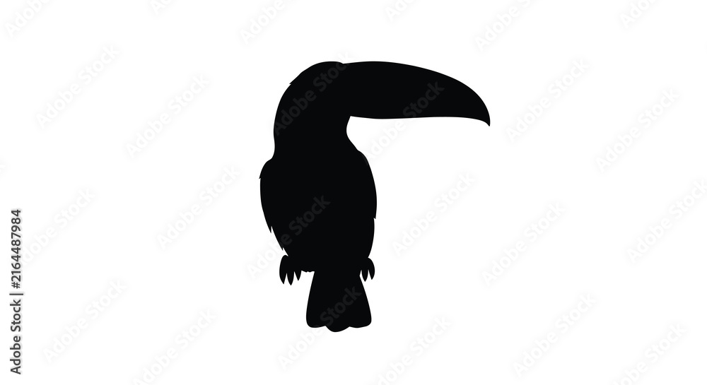 Naklejka premium Toucan Silhouette Against A White Background Silhouette