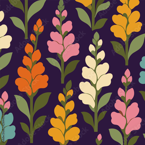Mid Century Snapdragon Floral Pattern