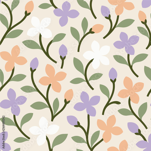 Minimal Scandinavian Jasmine Floral Pattern