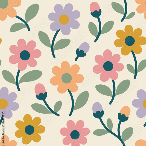 Minimal Aster Floral Seamless Pattern Source