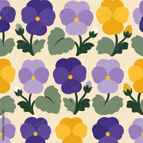 Minimal Pansy Floral Seamless Pattern Source