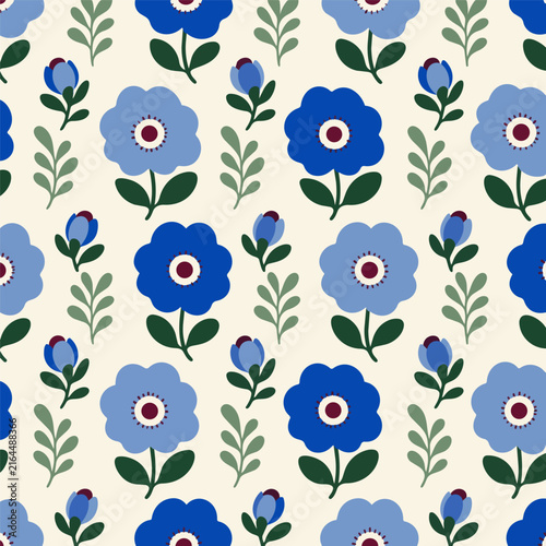Nordic Anemone Floral Repeat Pattern