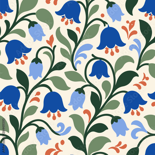 Nordic Bluebell Floral Seamless Pattern Source