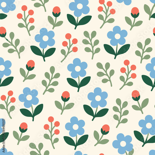 Scandinavian Forget Me Not Floral Pattern