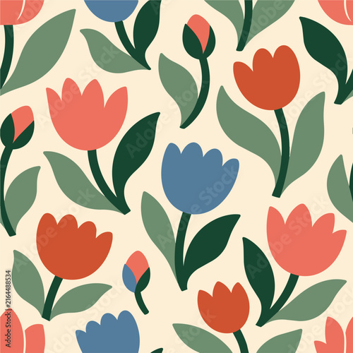 Scandinavian Tulip Floral Repeat Pattern