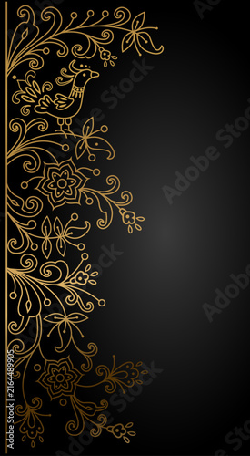 Corners set from plant branches and flowers