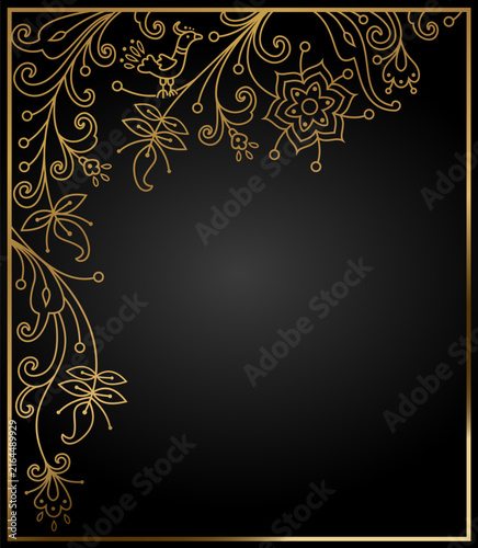 Corners set from plant branches and flowers