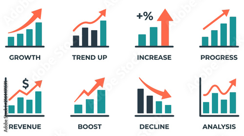 Visual representation of growth trends and financial performance through bar graphs and data analysis