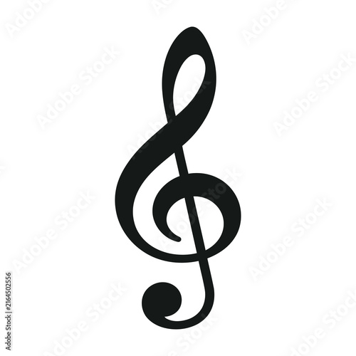Foto Black musical eighth note symbol on white background