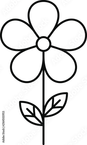 Simple black and white line drawing of a single flower