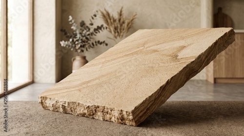 Ultra realistic sandstone surface with warm earthy tones, natural sandy grains and layered sedimentary texture, ideal for architecture, interior, wellness, product backgrounds, organic design and bran