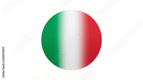 Italy Flag Circular Emblem with Green White and Red Colors on White Background