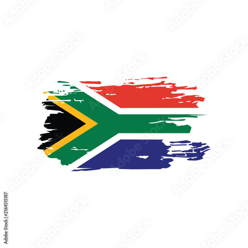 South Africa Flag Brush Stroke Design with Grunge Paint Effect