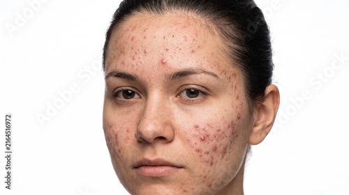 Adult Facial Skin with Moderate Acne Vulgaris and Inflammatory Acne Lesions
