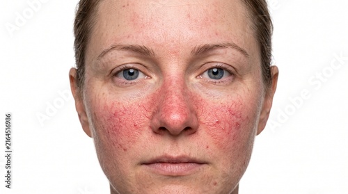 Adult Facial Skin Showing Rosacea with Central Facial Redness