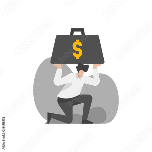 a man carrying financial burden flat illustration. Businessman cartoon Illustration. Flat Faceless style modern concept illustration.