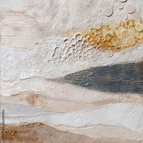 Cuadro en lienzo 1 multi-panel tactile series combines organic geometric forms, heavy impasto tex