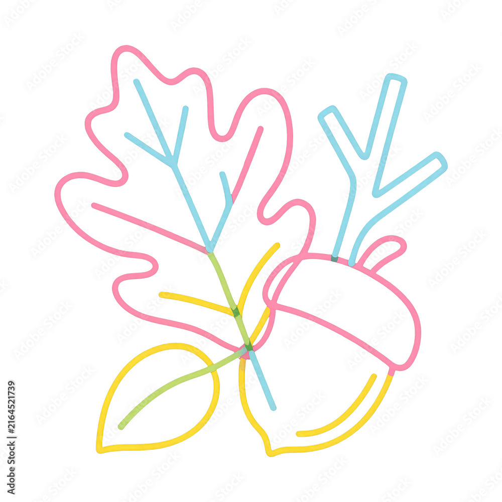 Fototapeta premium PNG Colorful neon autumn illustration