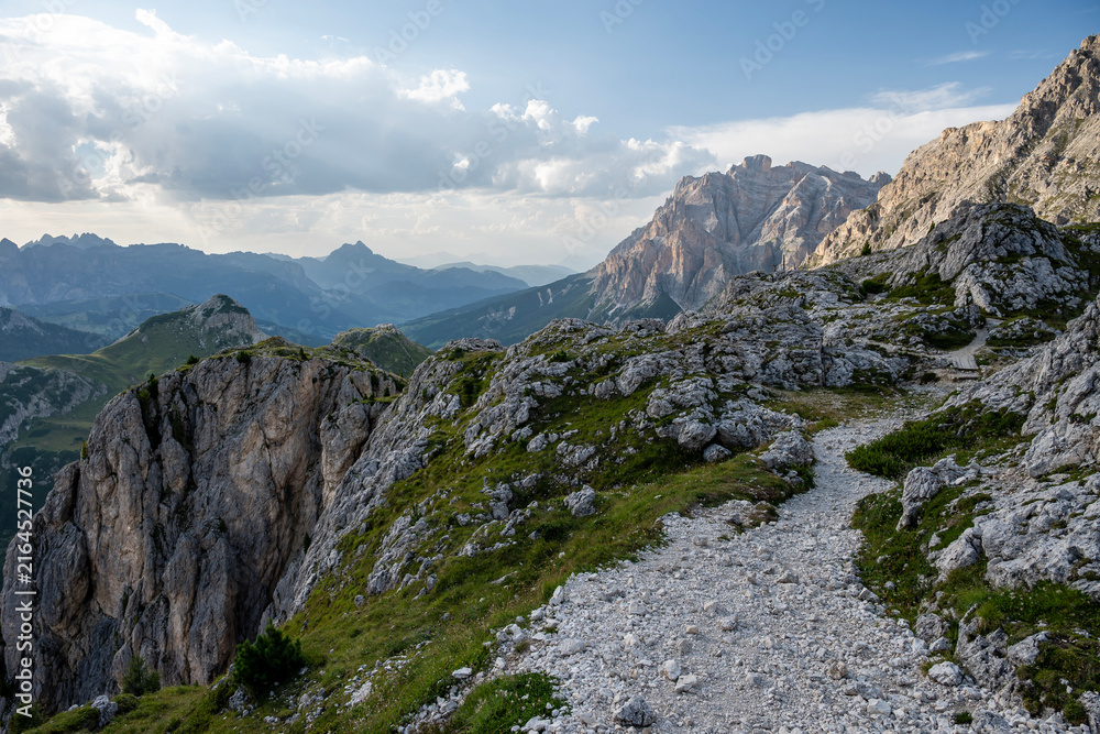 Fototapeta premium Sass de Stria, Veneto, Italy. It stands 2,477 meters high. During World War I, the area was the scene of fighting between Italy and Austria-Hungary.