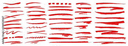 Canvas Print Highlight red crayon pencil lines, vector hand drawn doodle underline