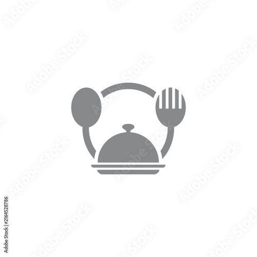 movable food cover spoon fork circle geometric logo vector