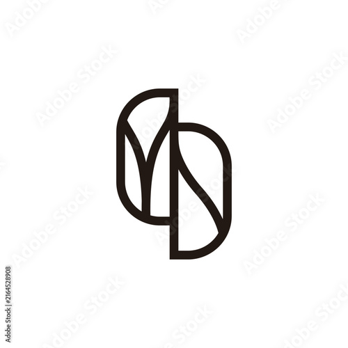 abstract letter mn simple curves linear linked logo vector