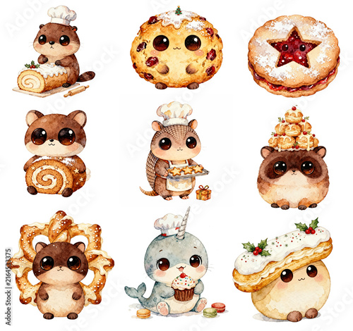 set of funny cartoon animals