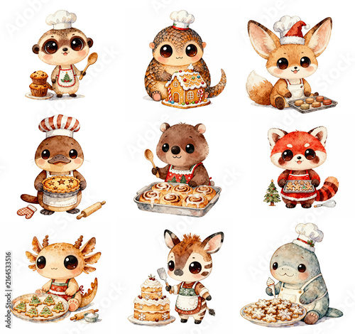 set of funny cartoon animals