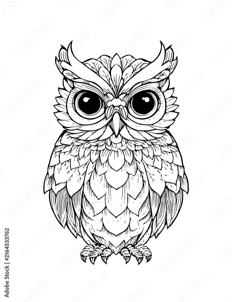 Obraz premium A Cute Owl Mandala Animal Coloring Page Vector