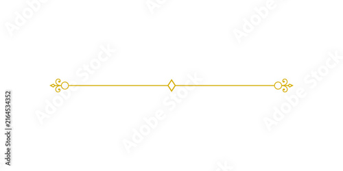 Elegant gold decorative divider line isolated on transparent background