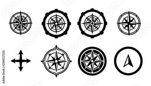 Bild auf Leinwand 70 Vintage Compass Icons Set, Navigation Symbols Collection, Nautical Directiona