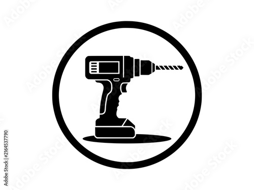 Obraz na plátne Industrial electric drill icon, cordless power tool vector silhouette, construct