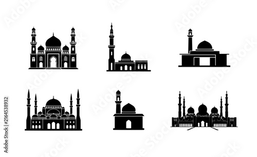 70 Mosque Silhouettes Collection, Islamic Architecture Icons, Religious Building Vector Set, Cultural Landmark Graphics 100