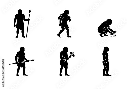 70 Prehistoric Human Icons, Caveman Silhouettes, Ancient Hunter-Gatherer Vector Set, Primitive Man Actions, Stone Age Figures, Early Human Evolution 100