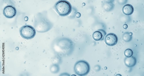 Abstract blue water bubbles background with floating air spheres.