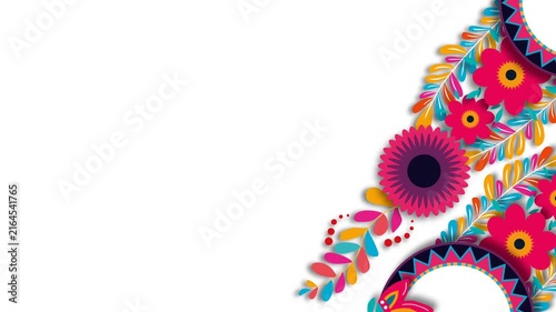 Colorful Mexican Floral Border Background for Hispanic Heritage Month Celebration.