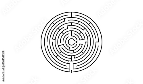 Circular Spiral Maze Labyrinth Entry Exit Vector Puzzle