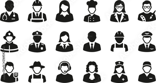 Professions and Occupations Vector Icons Set of People Avatars for Business Job Recruitment Career Employment and User Profile UI