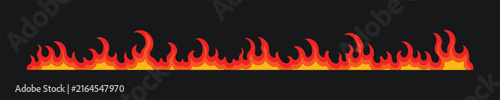 Red Orange Fire Flame Border with Burning Flames on Black Background