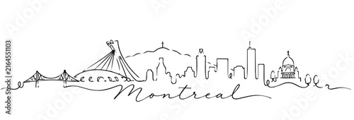 Montreal Skyline Continuous Line Art with Famous Canadian Landmarks