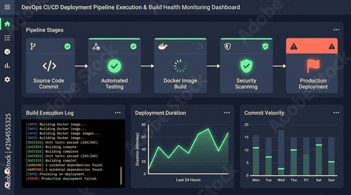 Obraz na płótnie DevOps CI/CD pipeline execution and build health dashboard