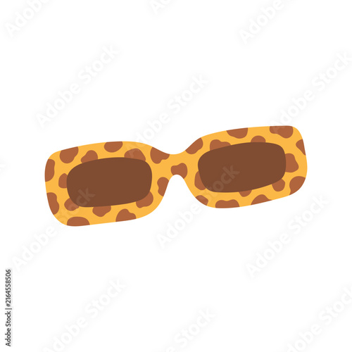 Modern rectangle leopard spotted print sunglasses vector illustration. Summer fashion eyewear isolated on white background