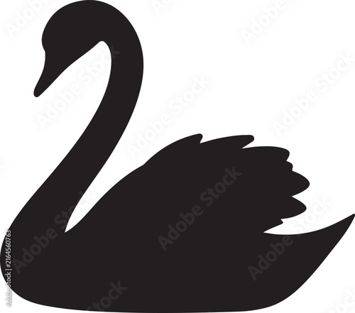 A black silhouette of a swan 