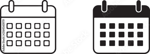Two calendar icons are displayed, one as an outline and the other a solid black silhouette