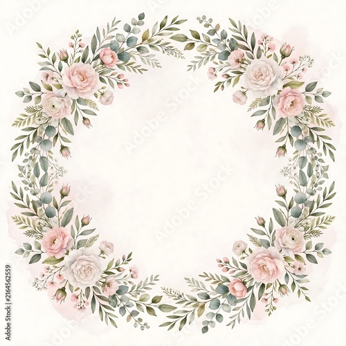 Floral Botanical Watercolor Frame Design